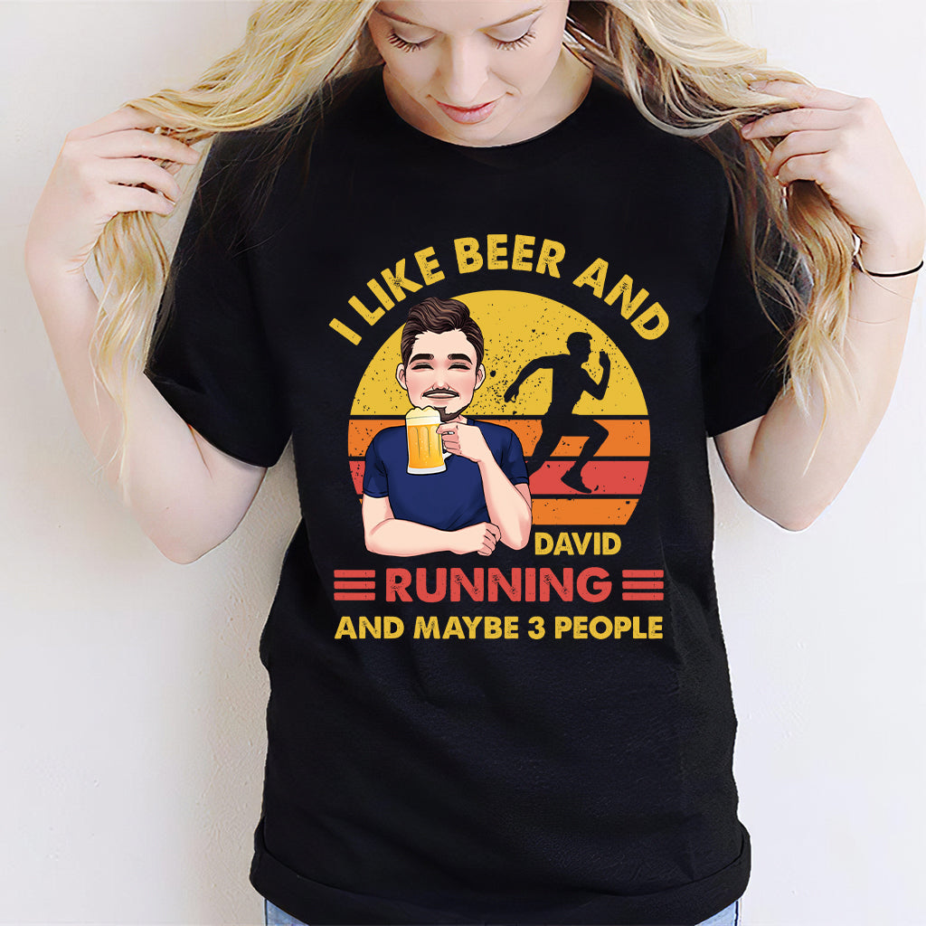 Ich mag Bier und Laufen – personalisiertes Lauf-T-Shirt und Hoodie