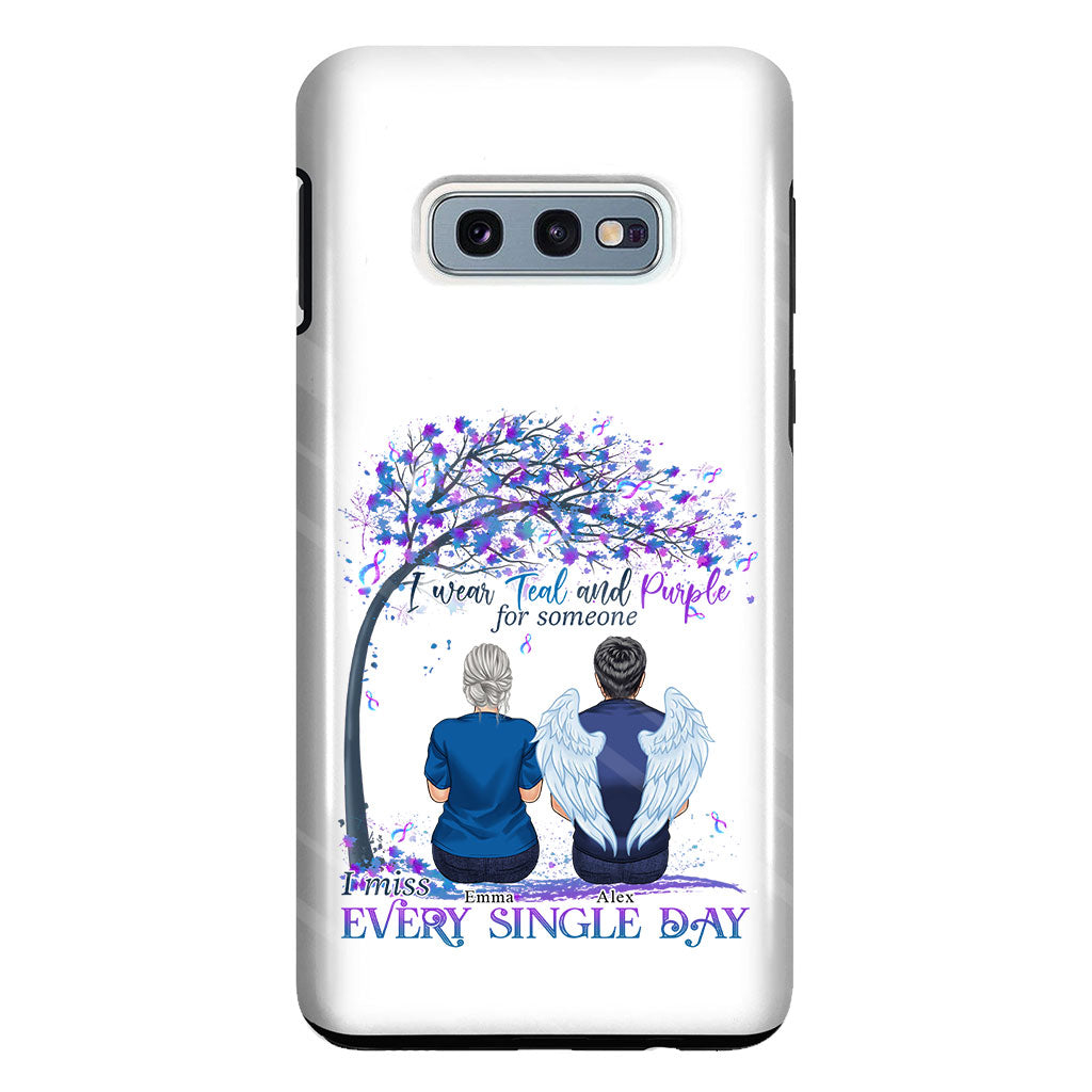 I Wear Teal And Purple - Personalized Suicide Prevention Clear Phone Case