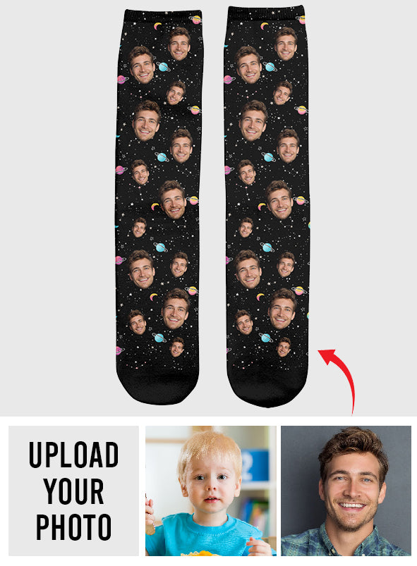 Chaussettes personnalisées pour oncle - Face personnalisée Galaxy