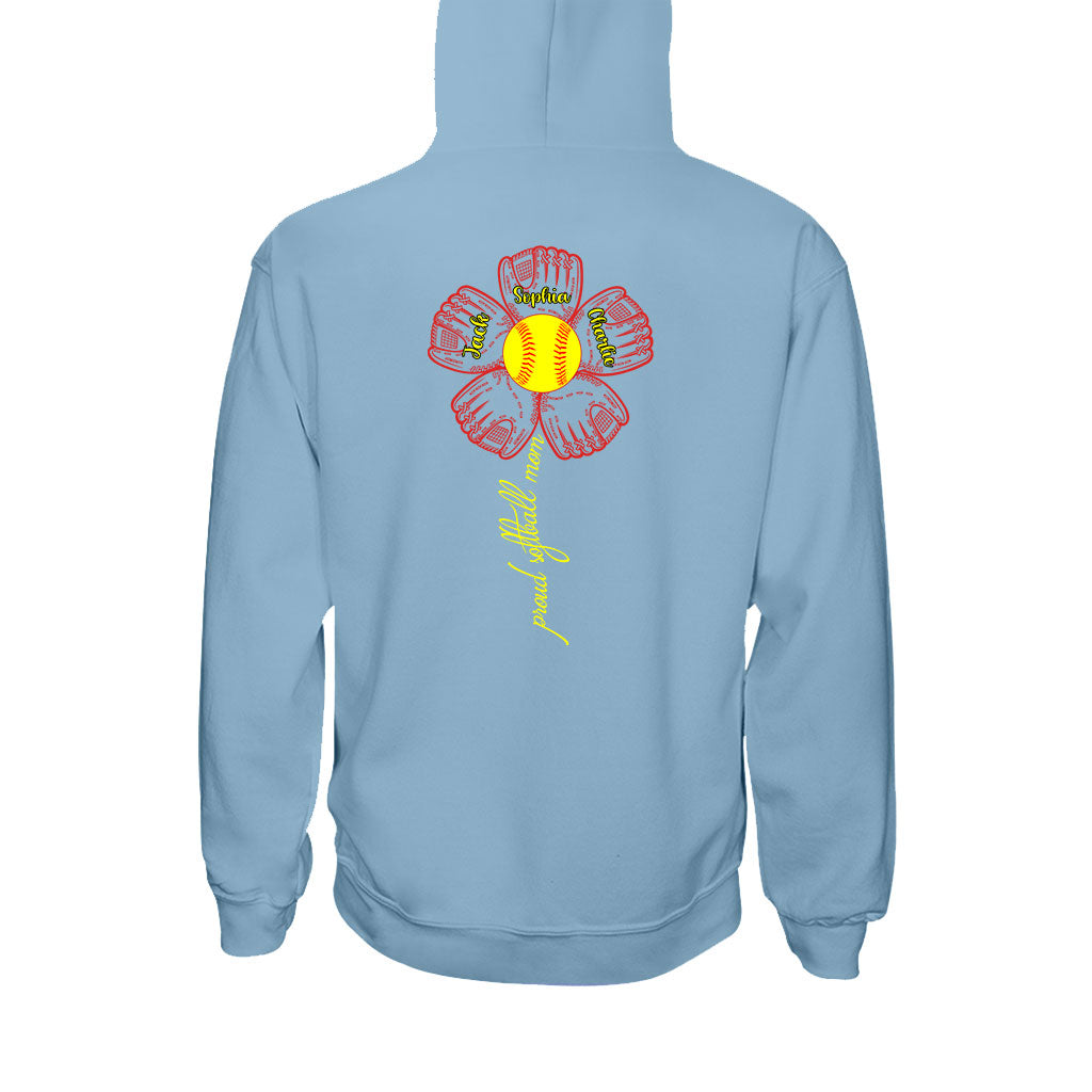 Stolze Softball-Mama, Oma und Tante – Personalisiertes Softball-T-Shirt und Hoodie