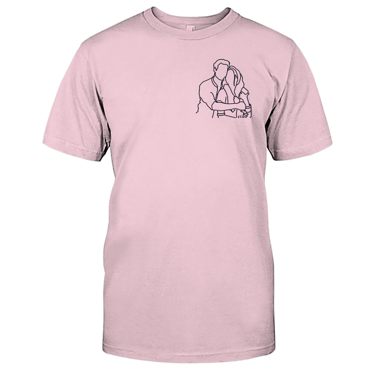 Custom Line Art - Personalized Couple Embroidered T-shirt