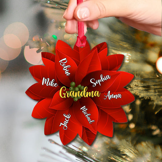 Grandma / Mama / Family Christmas Poinsettia - Gift for grandma - Personalized Ornament