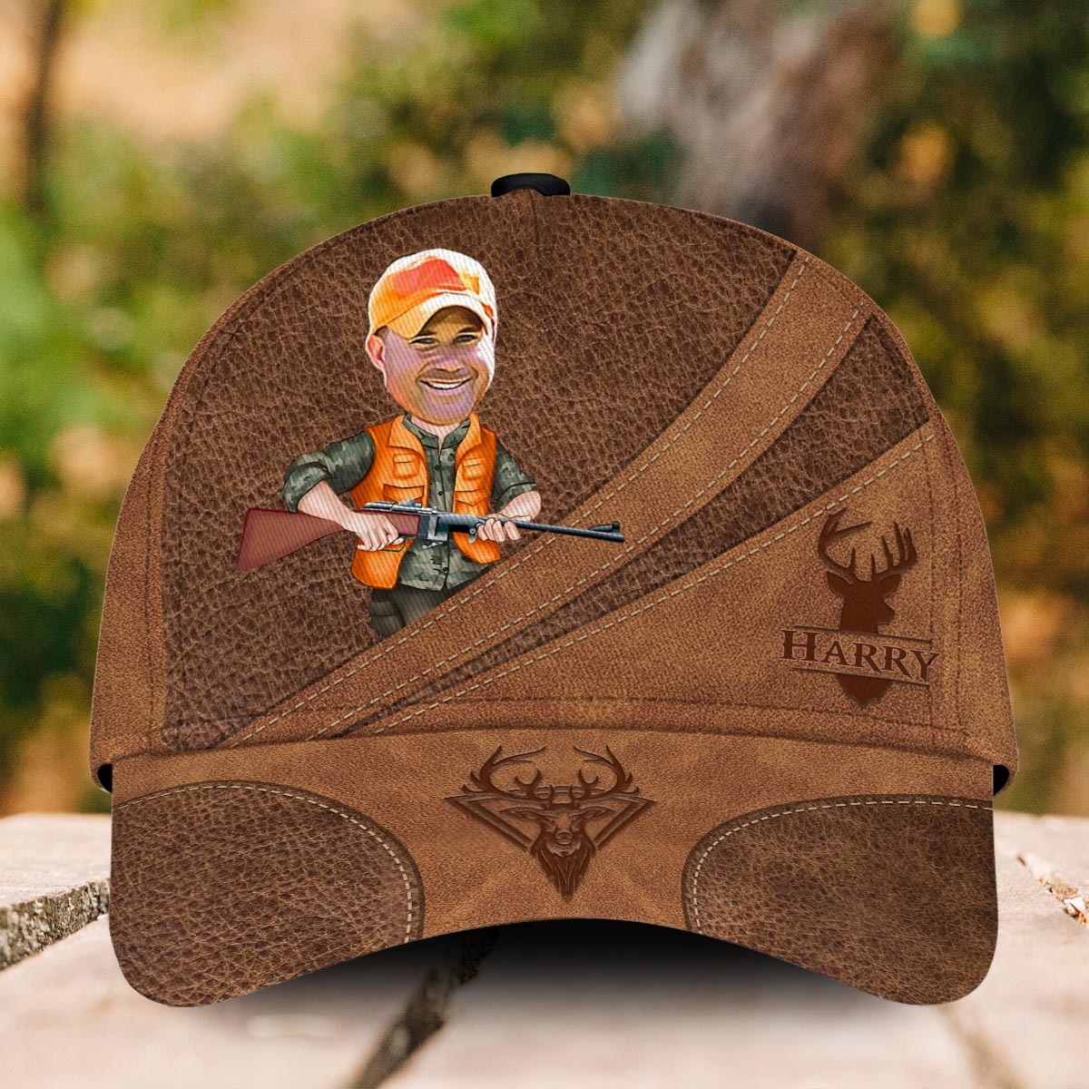 Lustiges Jagdmotiv mit Foto eingefügt – Personalisierte klassische Jagdkappe