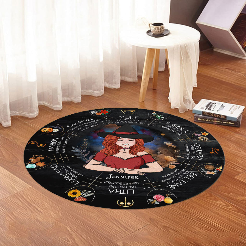 Wheel Of The Year - Personalized Witch Round Rug