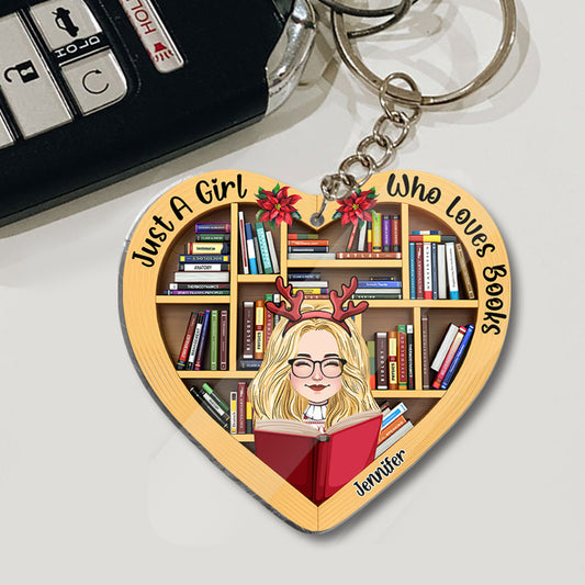 Porte-clés livre personnalisé « Juste une fille qui aime les livres »