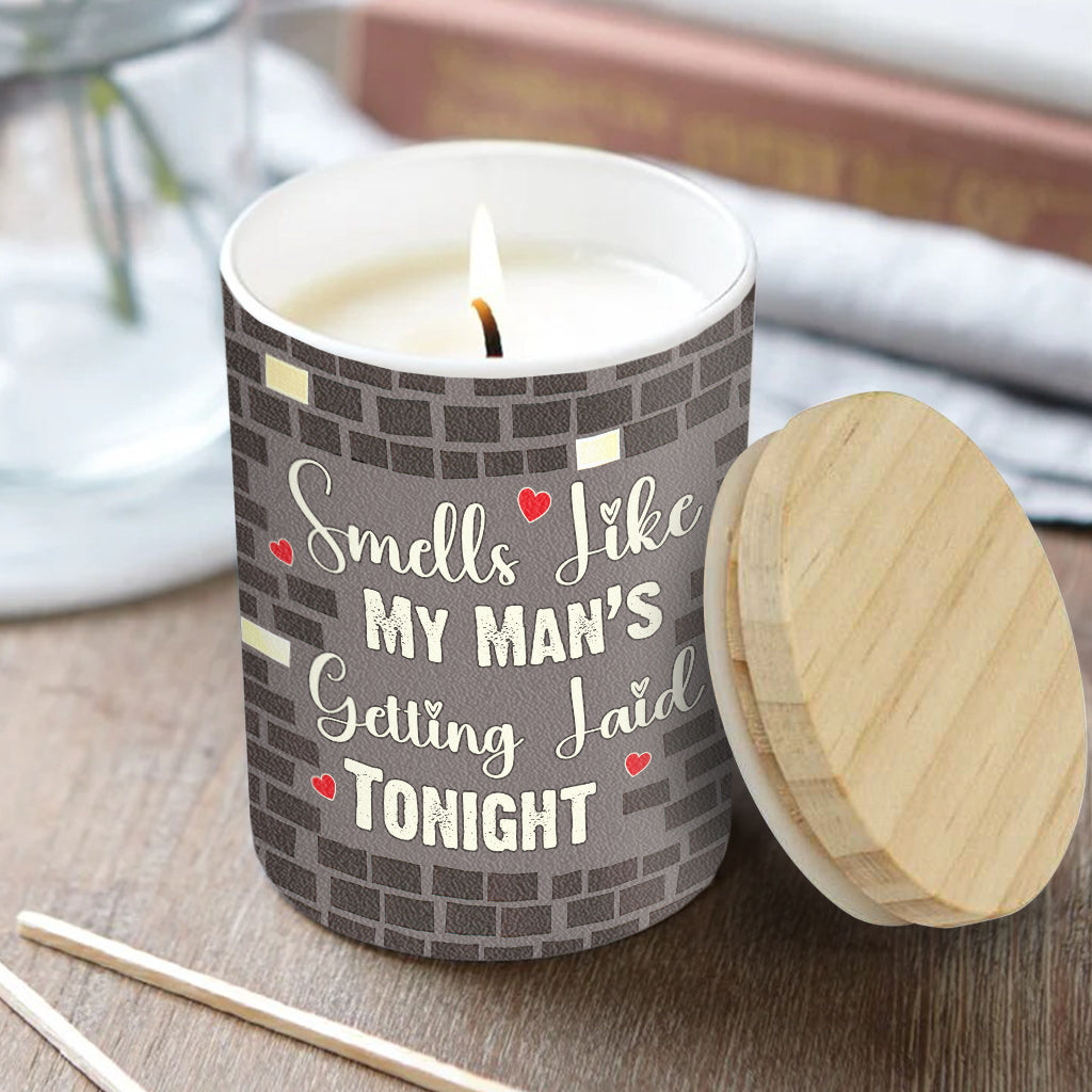 Smells Like My Man - Personalized Couple Candle With Wooden Lid