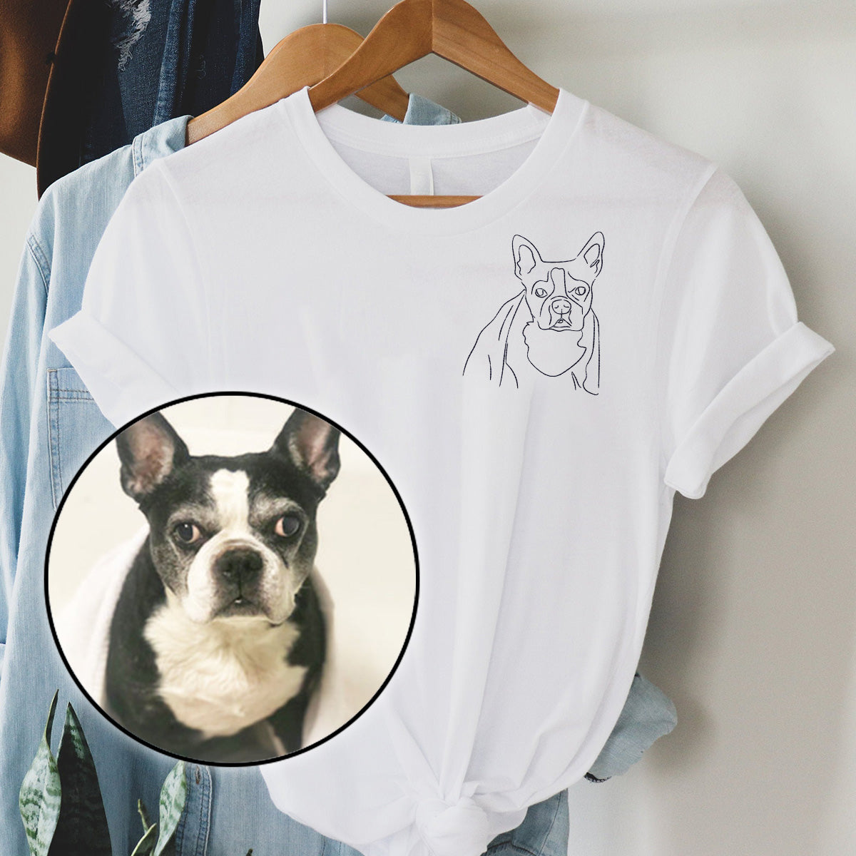 T-shirt brodé personnalisé avec motif de chien