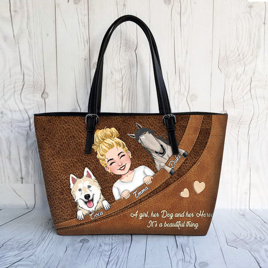Quel bel objet ! - Cadeau pour amoureux des chevaux, des chiens et des chats - Sac en cuir personnalisé