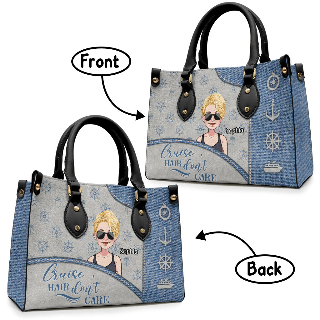Kreuzfahrt-Frisur egal - Personalisierte Kreuzfahrt-Lederhandtasche