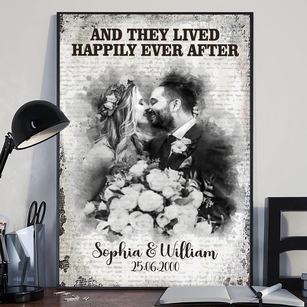 And They Lived Happily Ever After - Personalized Husband And Wife Canvas And Poster