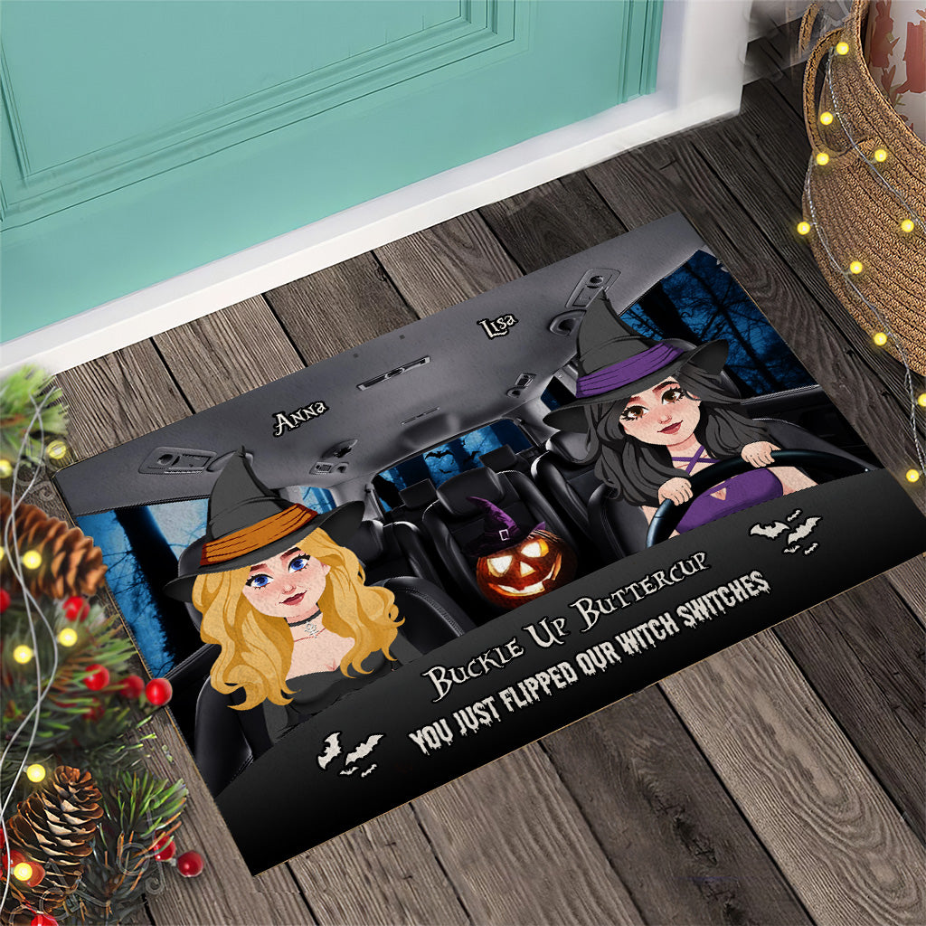 Buckle Up Buttercup - Personalized Witch Doormat