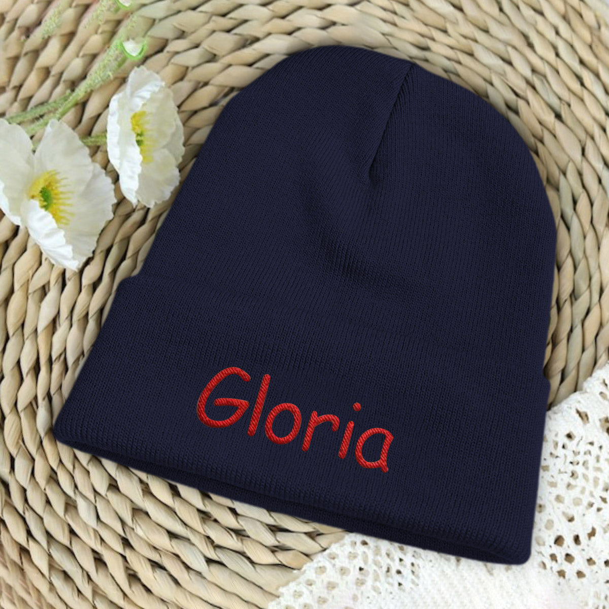 Custom Name Embroidered Beanie - Personalized Embroidered Beanie