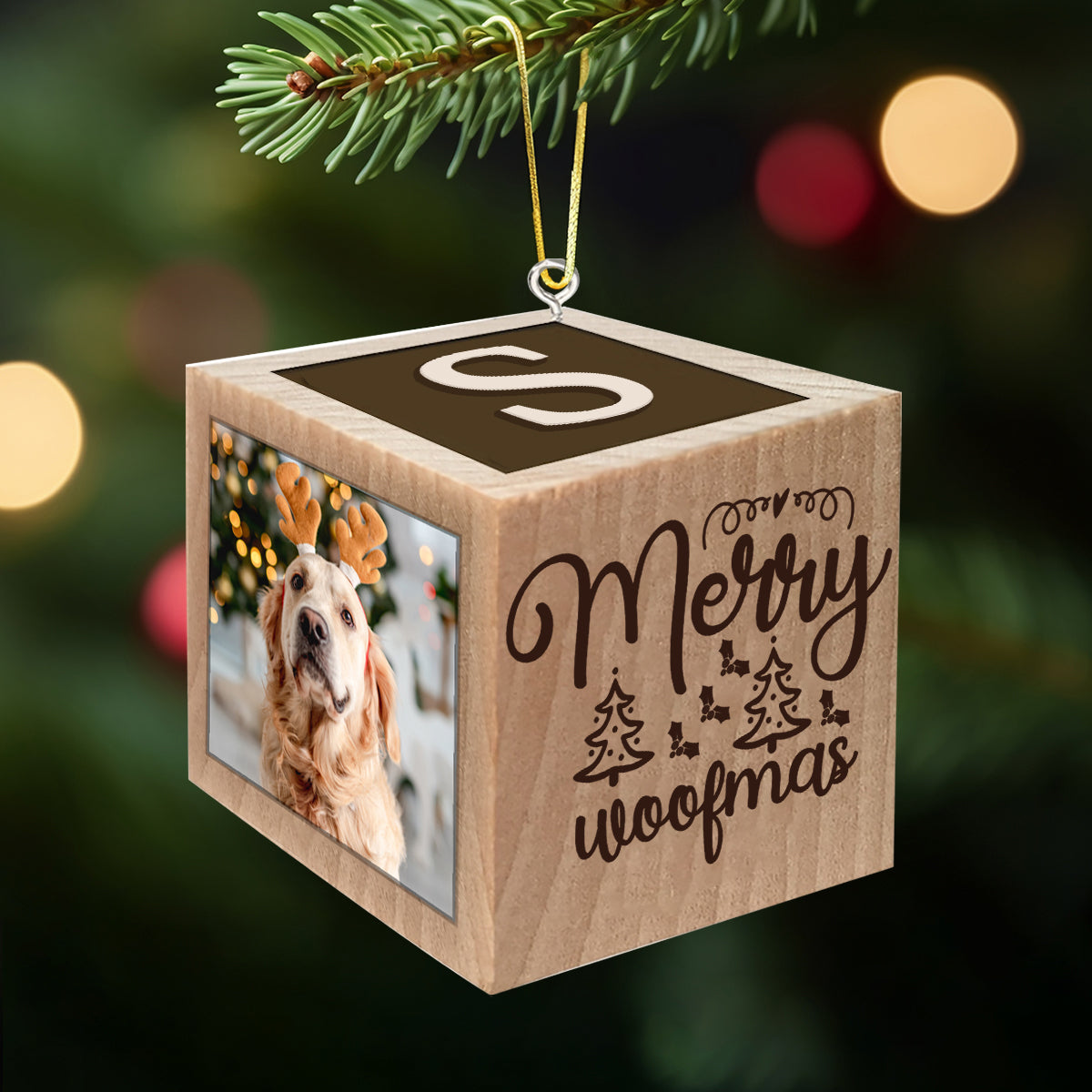 Fröhliche Wuff-Weihnachten! Meowy Weihnachts-Bausteinornament – ​​Geschenk für Hunde- und Katzenliebhaber – Personalisierter Bausteinornament