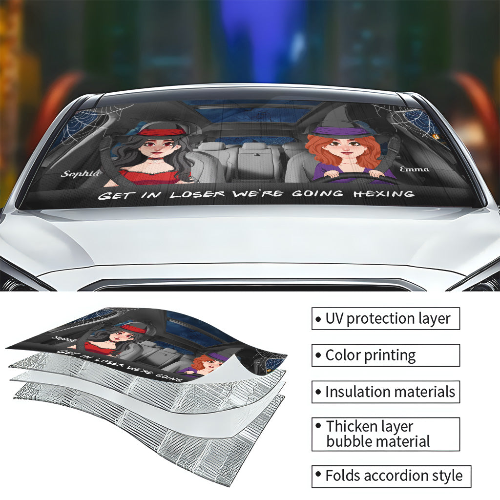 Get In Loser - Personalized Witch Car Sunshade