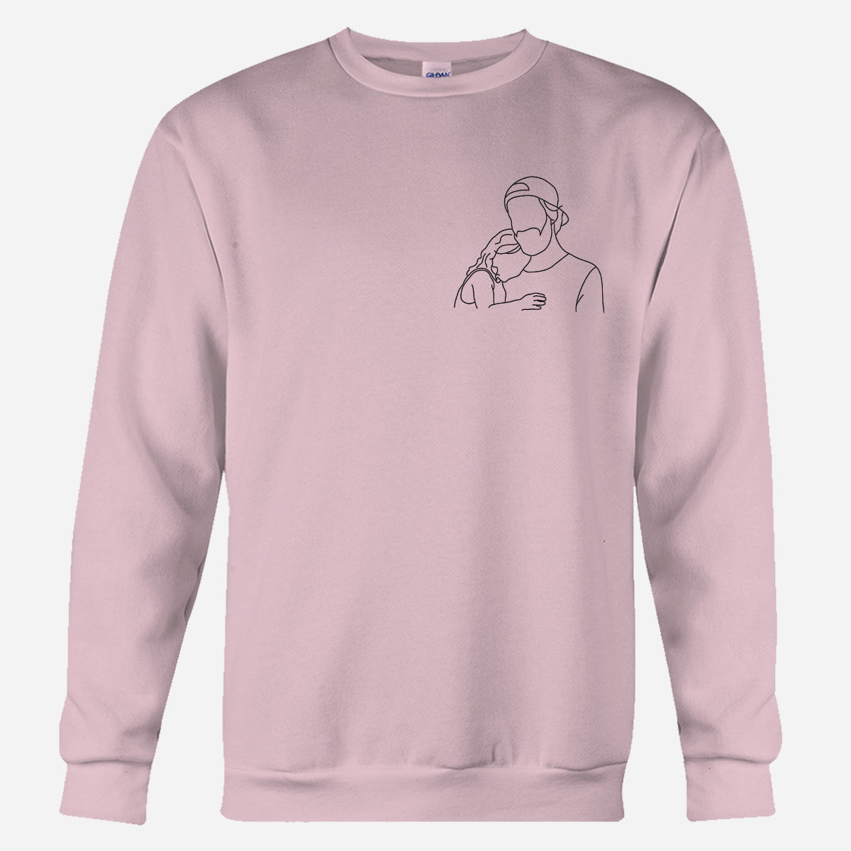 Individuelle Strichzeichnung – Personalisierter bestickter Pullover für Stiefväter