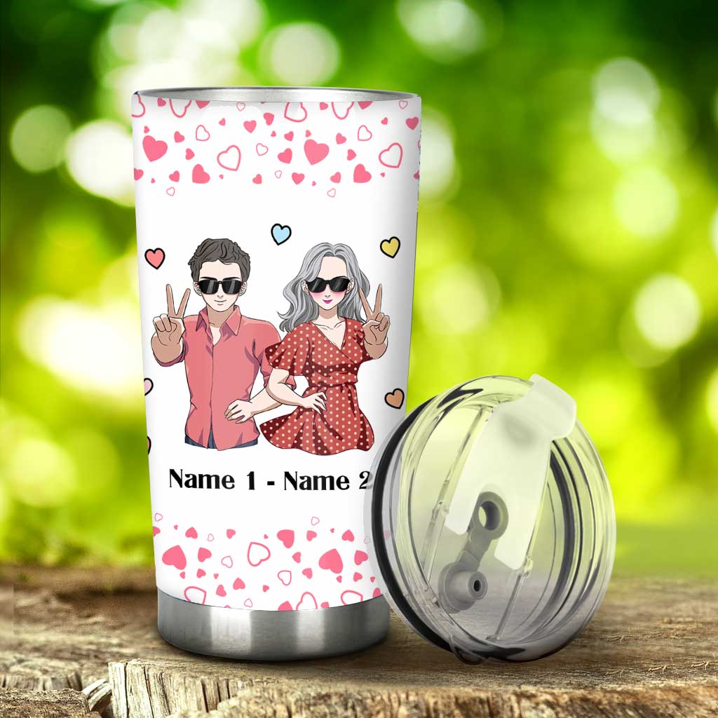 Candy Hearts Gift For Love Couple - Personalized Couple Tumbler