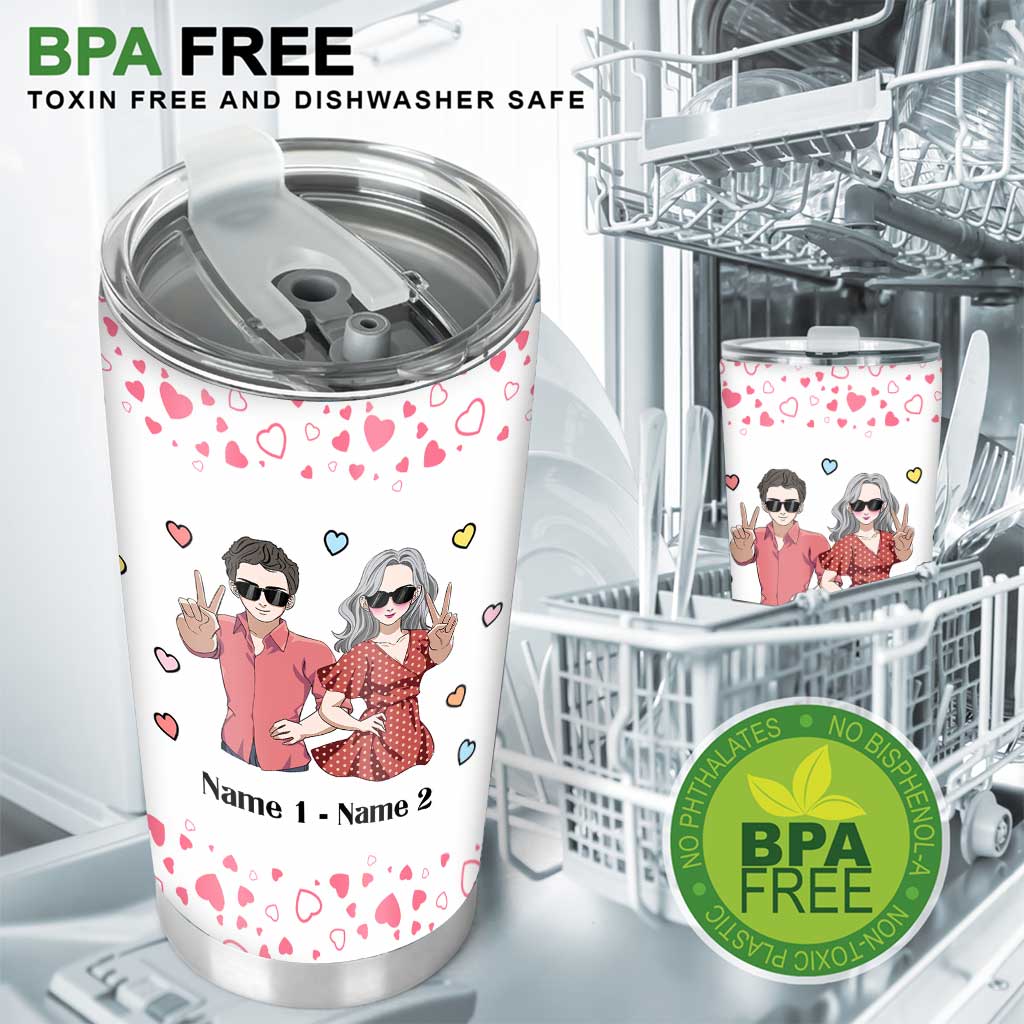 Candy Hearts Gift For Love Couple - Personalized Couple Tumbler