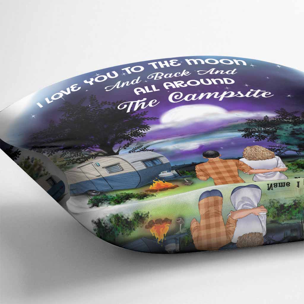 Ich liebe dich bis zum Mond und zurück – Personalisiertes Camping-Kissen für Paare