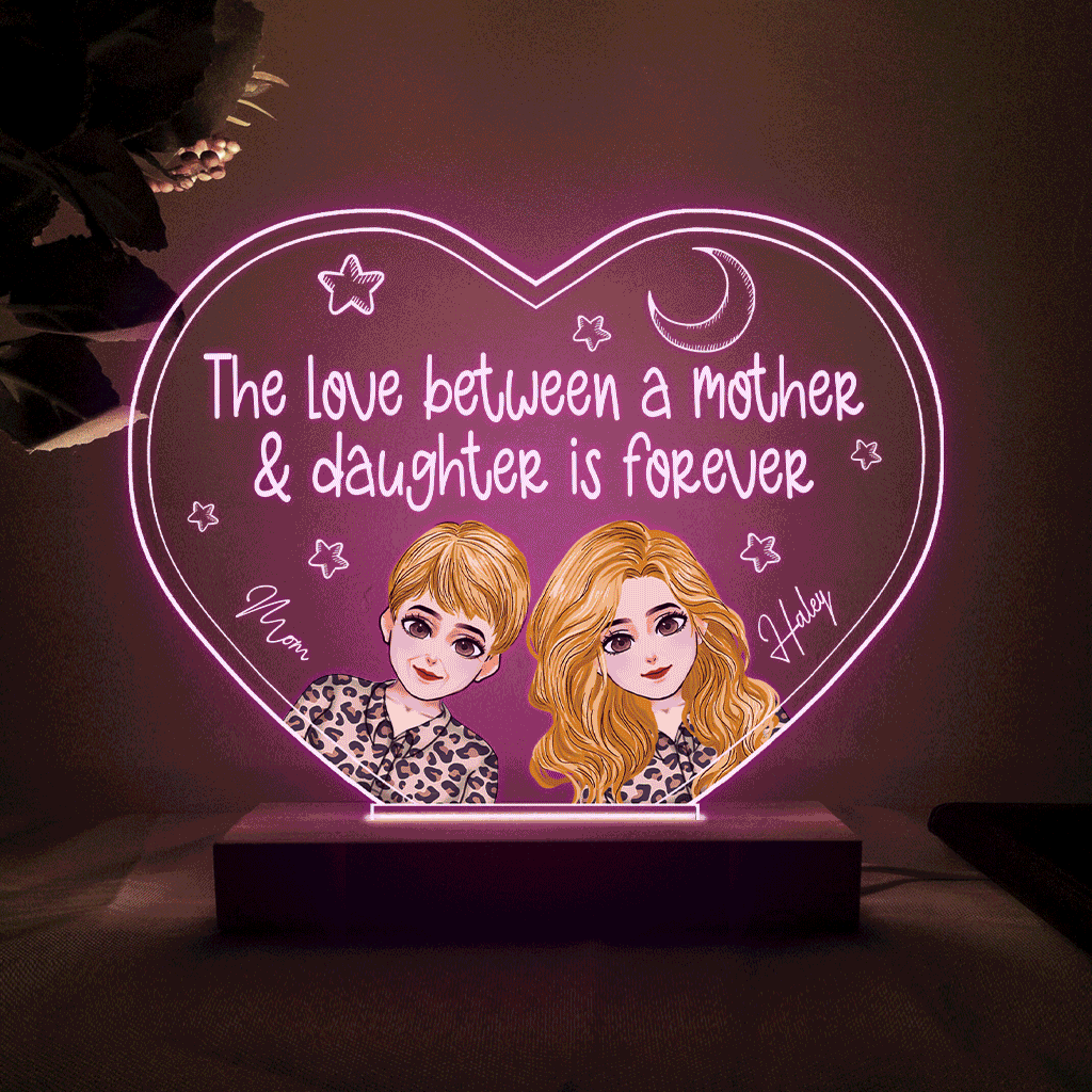 Love Between A Mother and Her Children - Personalized Mother's Day Mother Shaped Plaque Light Base