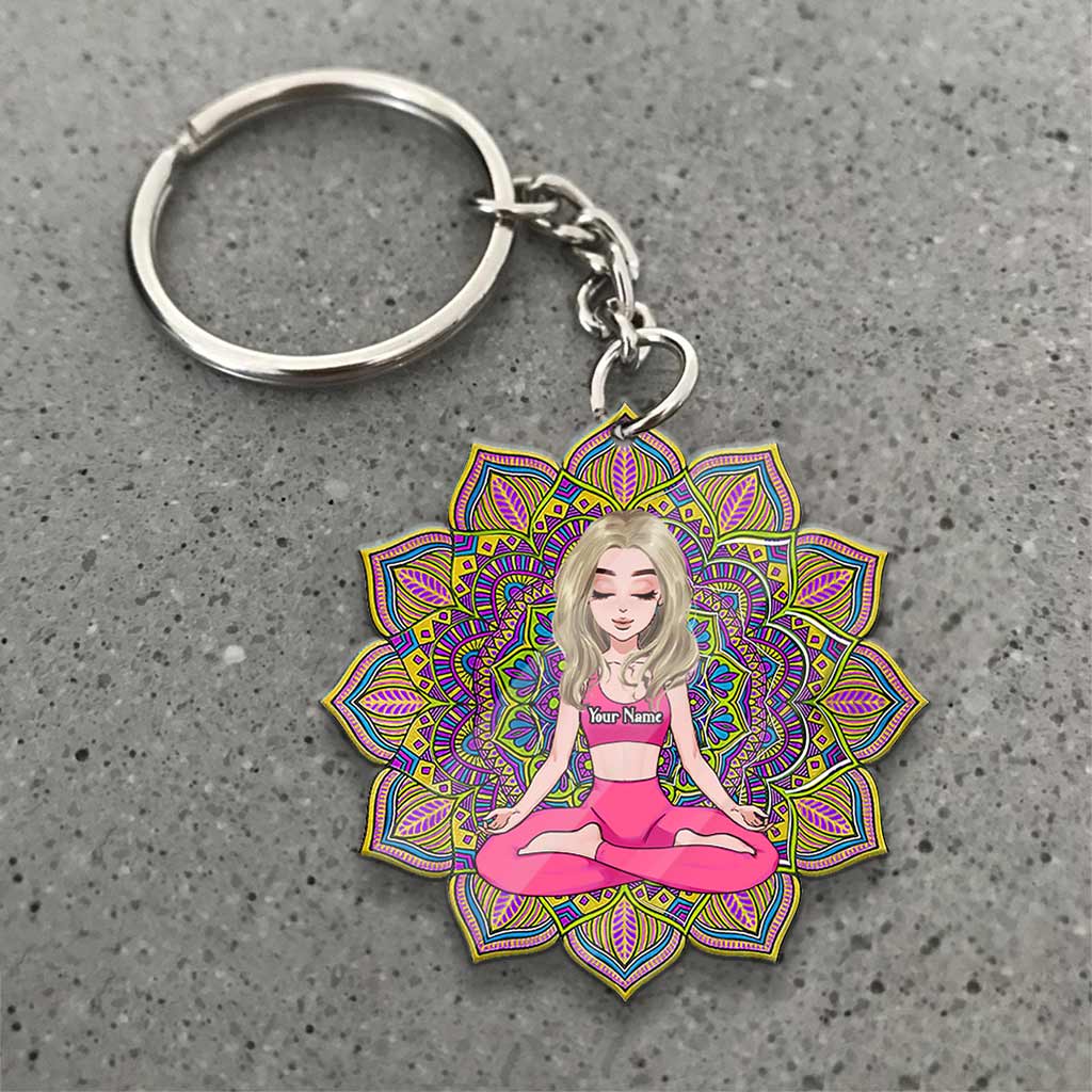 Yoga - Personalisierter Schlüsselanhänger (beidseitig bedruckt)