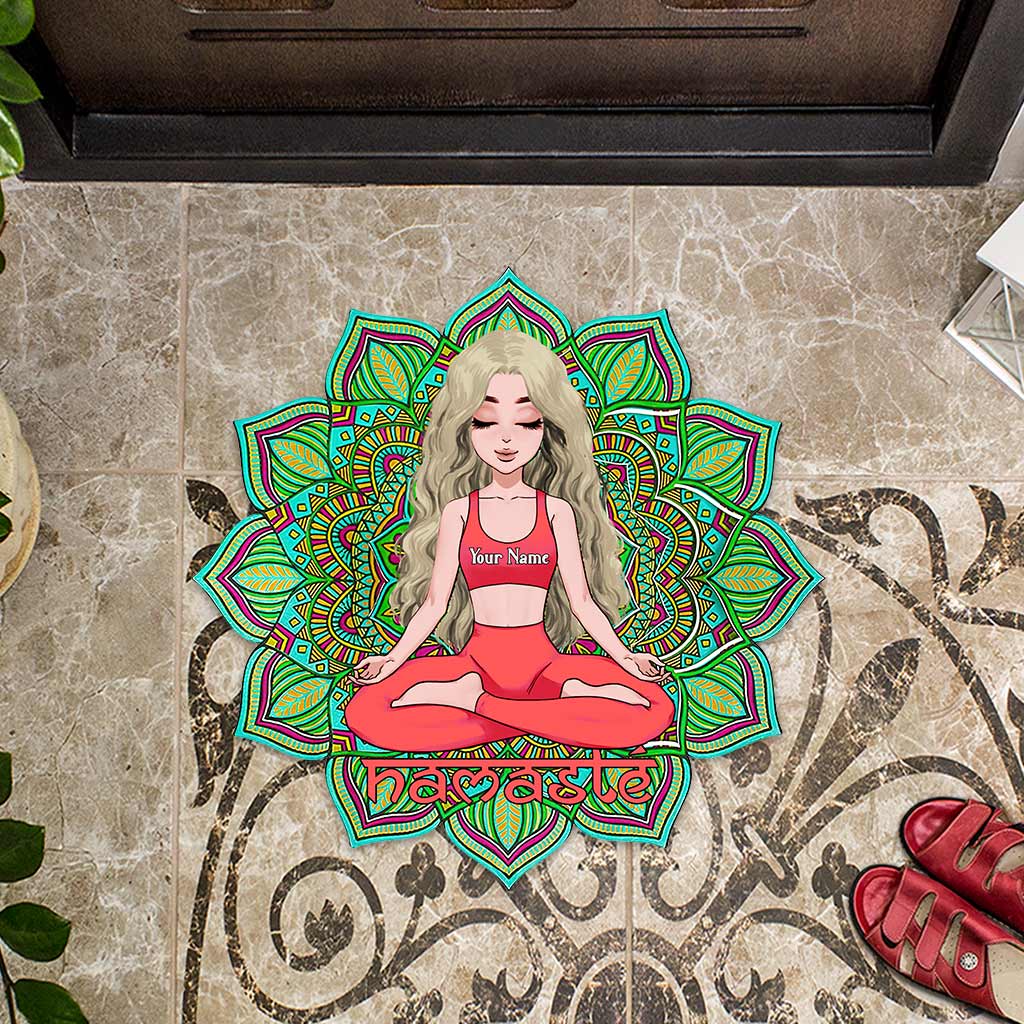 Namaste - Paillasson personnalisé en forme de yoga
