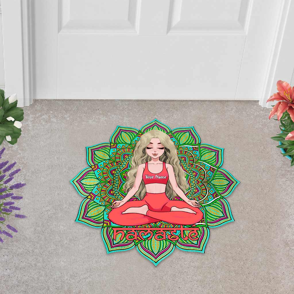 Namaste - Paillasson personnalisé en forme de yoga