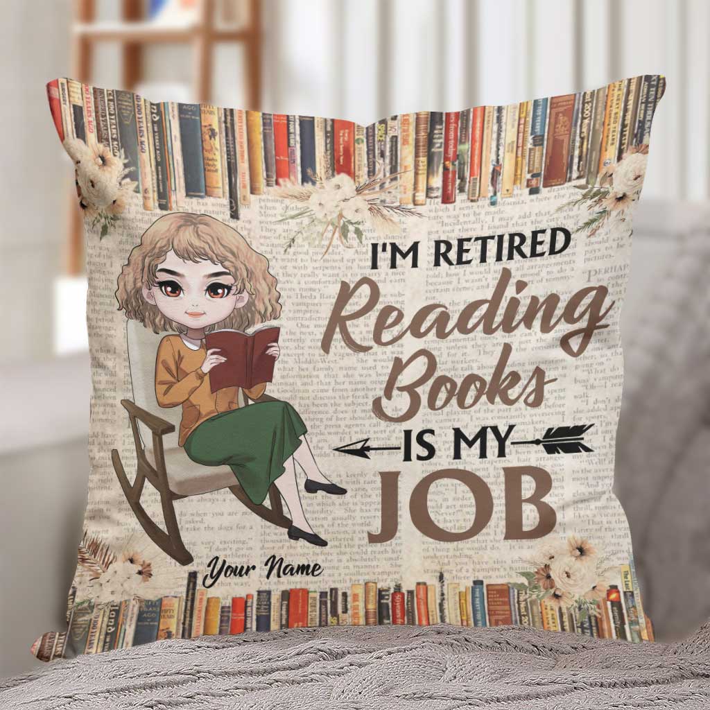 Ich bin Rentner und lese Bücher – mein Job - Personalisiertes Dekokissen