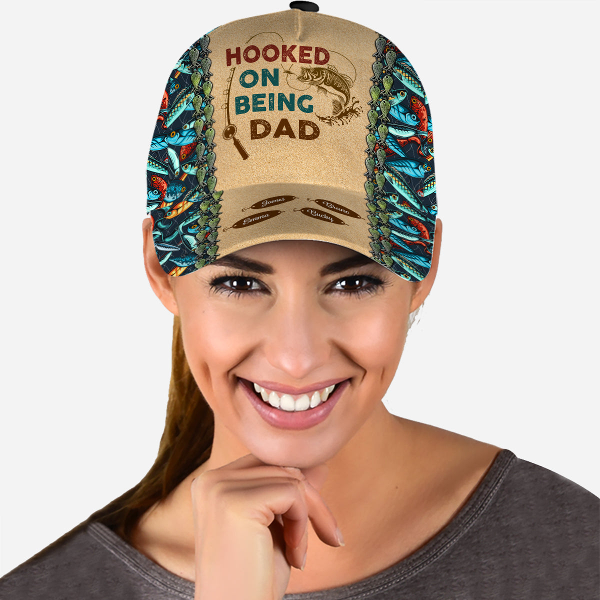 Hooked On Being Daddy - Personalized Fishing Classic Cap