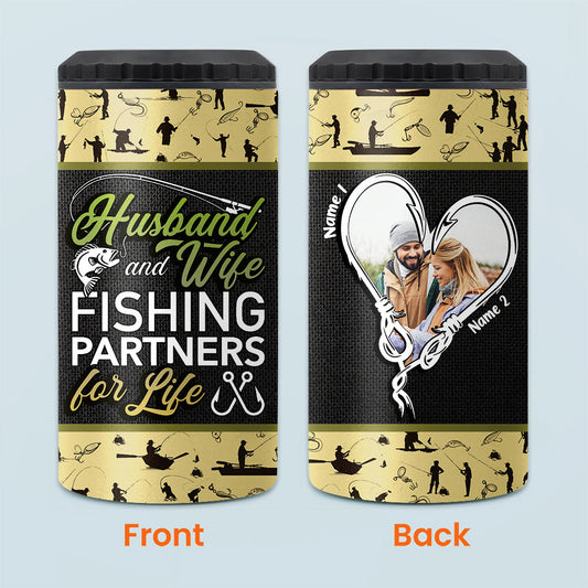 Husband And Wife - Personalized Fishing Can Cooler