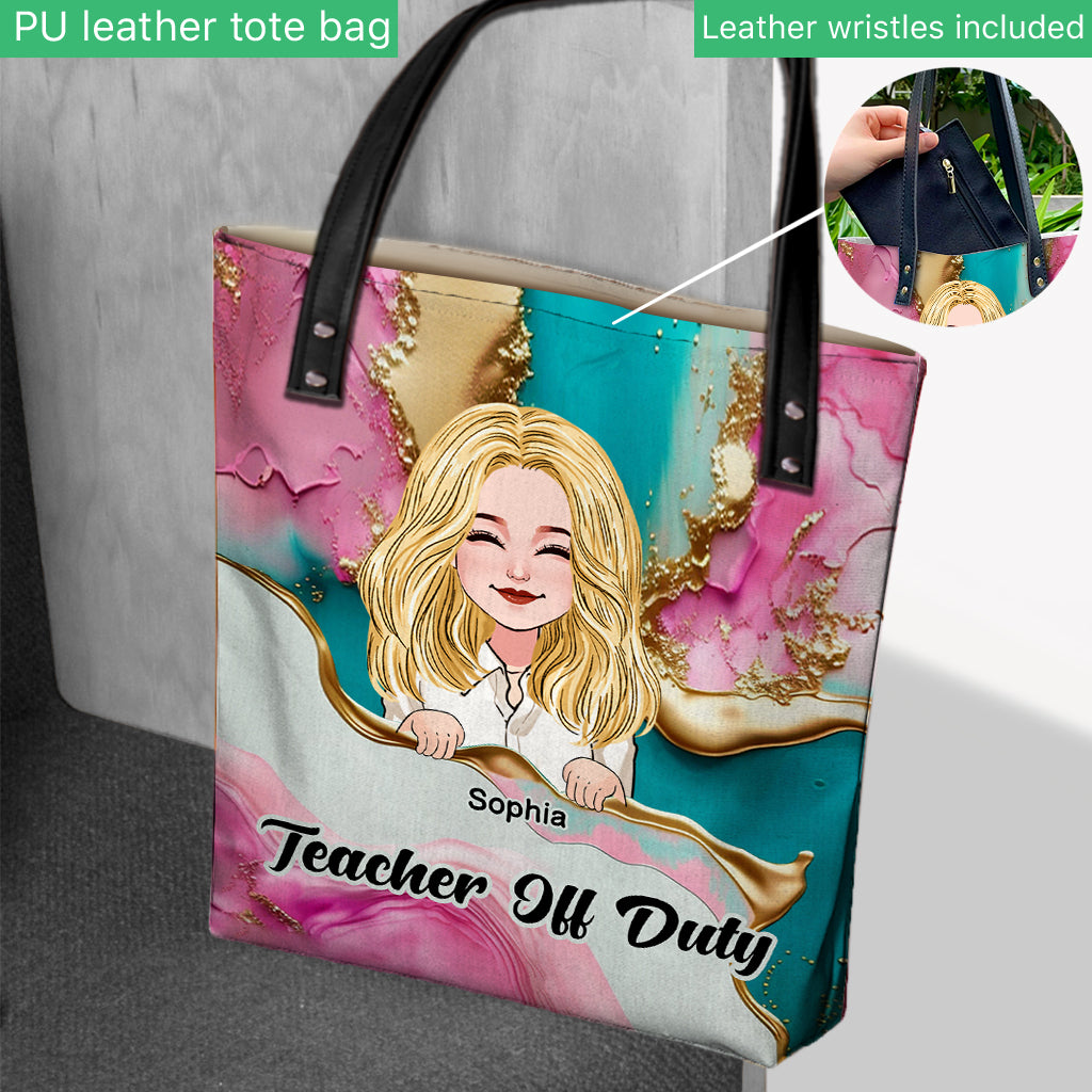 Lehrertasche in Pink-Leoparden-Türkis-Blau - Personalisierte Lehrertasche