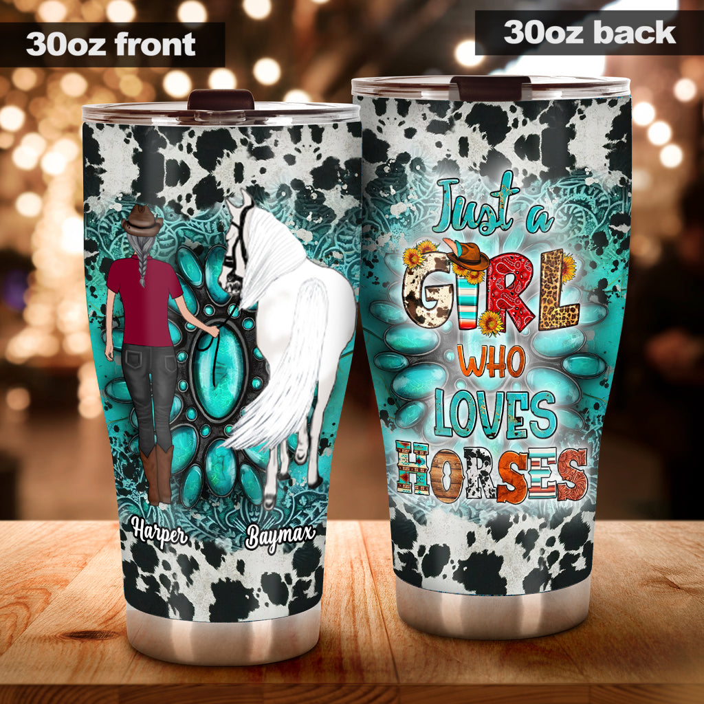Country Girl Sunflower Turquoise Blue - Personalized Horse Tumbler