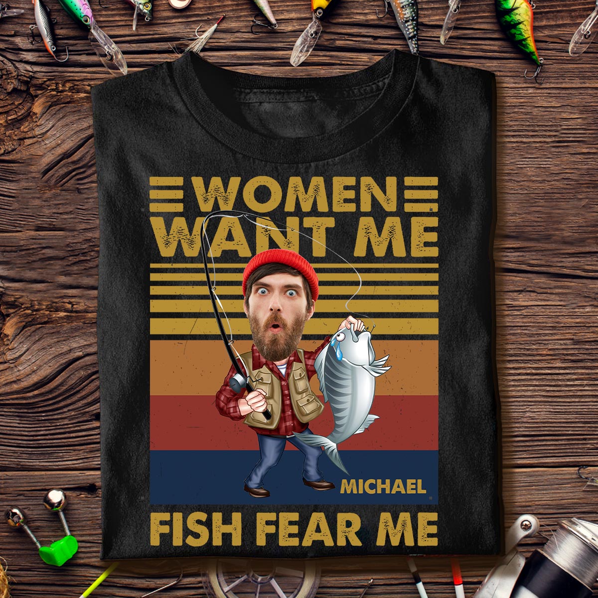 Frauen wollen mich, Fische fürchten mich – Personalisiertes Angel-T-Shirt und Hoodie