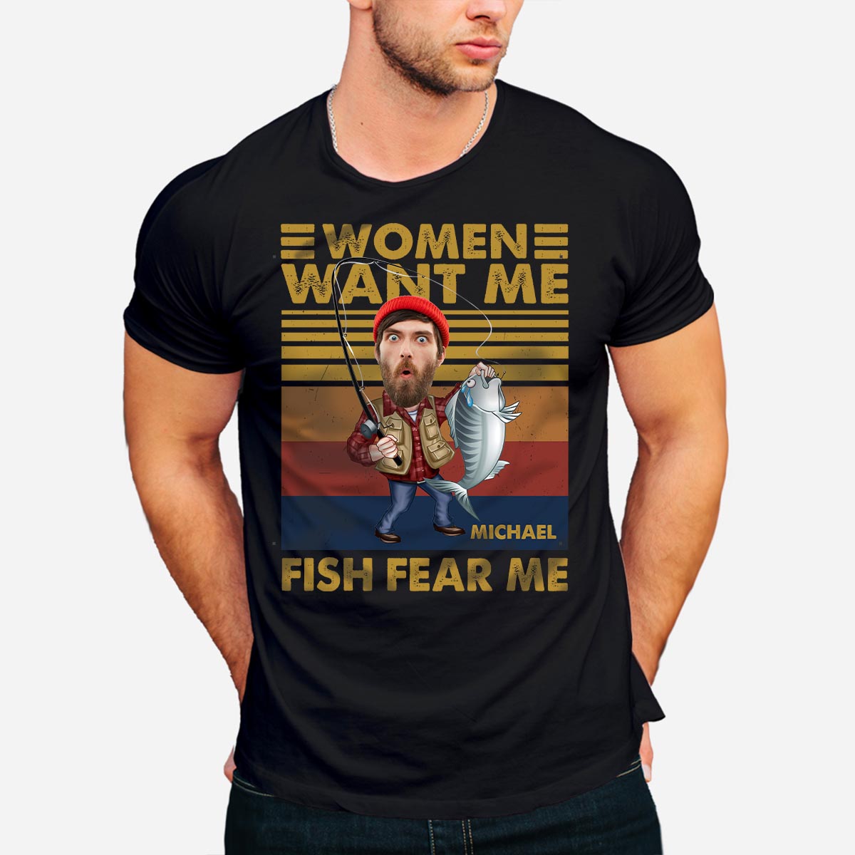 Frauen wollen mich, Fische fürchten mich – Personalisiertes Angel-T-Shirt und Hoodie