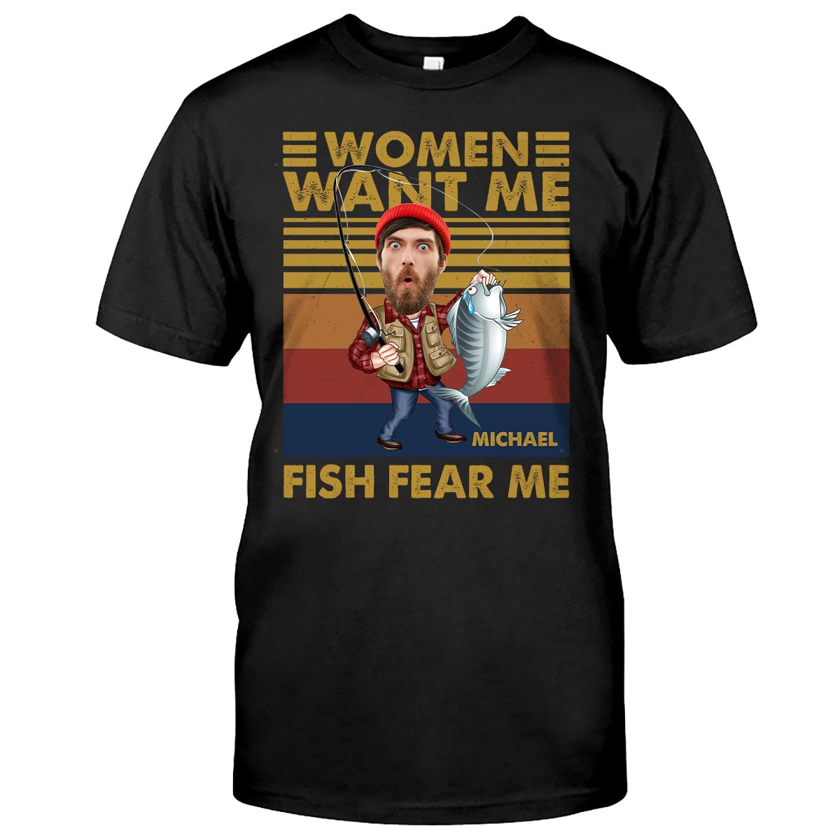 Frauen wollen mich, Fische fürchten mich – Personalisiertes Angel-T-Shirt und Hoodie