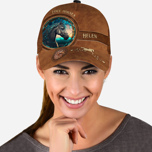 Country Girls Horse Stained Glass - Personalized Horse Classic Cap