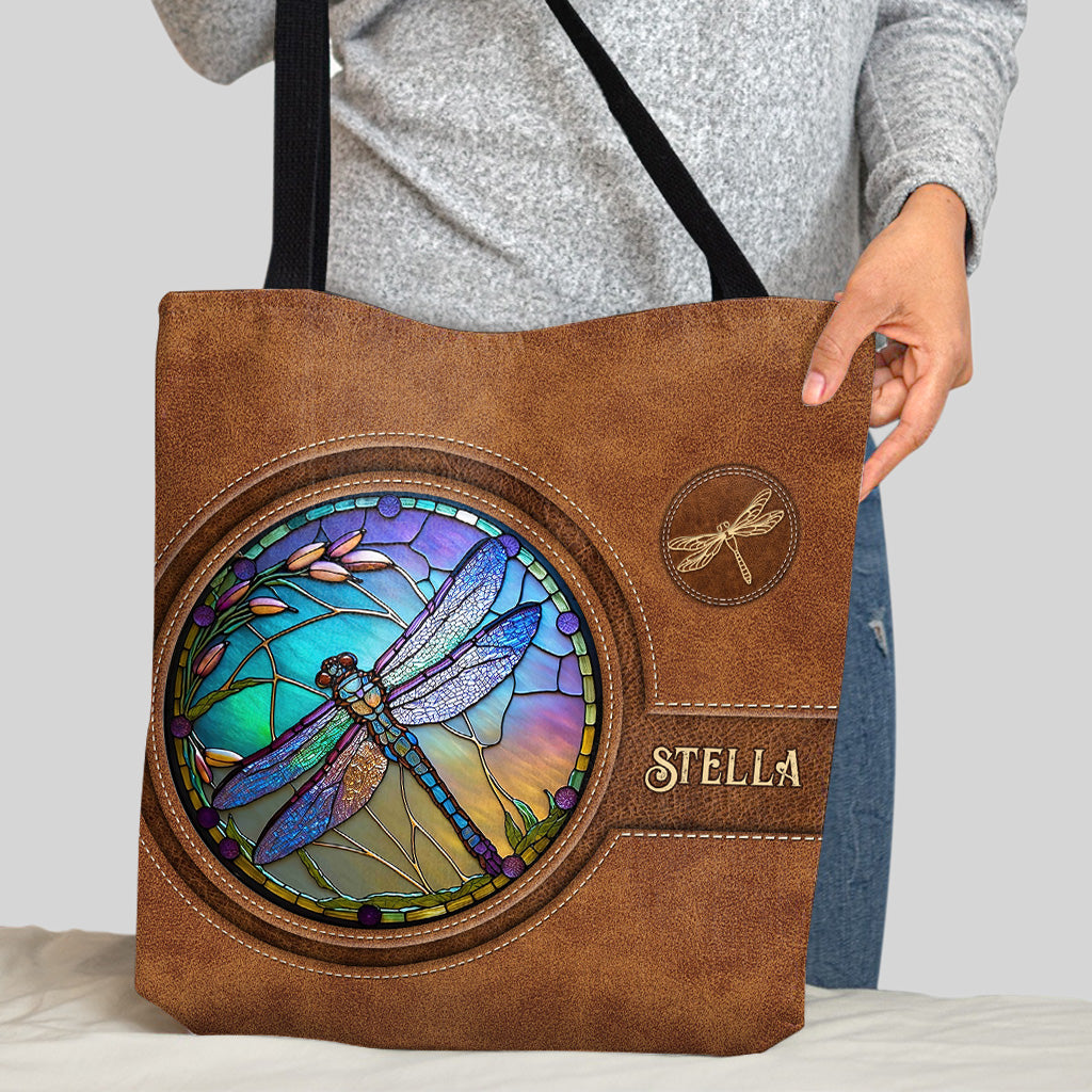 Sac fourre-tout personnalisé Libellule en vitrail