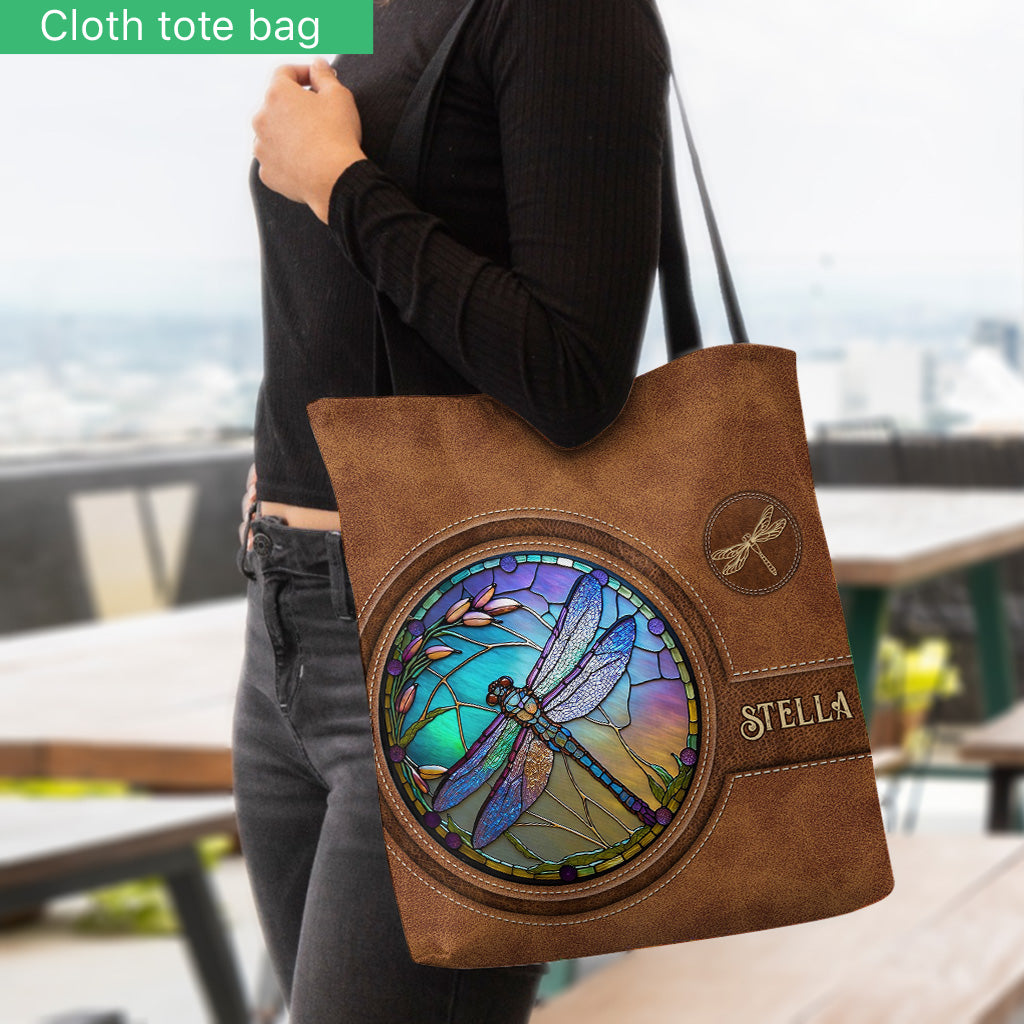 Sac fourre-tout personnalisé Libellule en vitrail