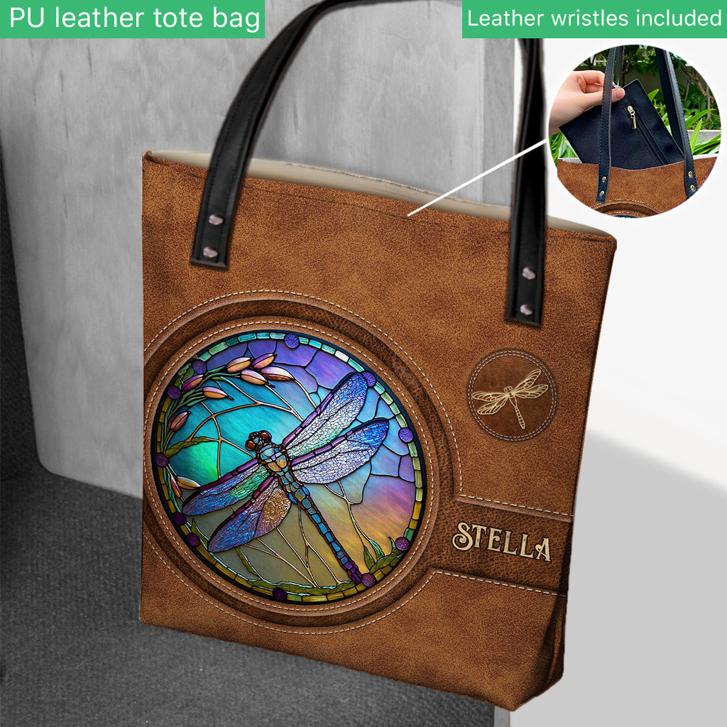 Sac fourre-tout personnalisé Libellule en vitrail
