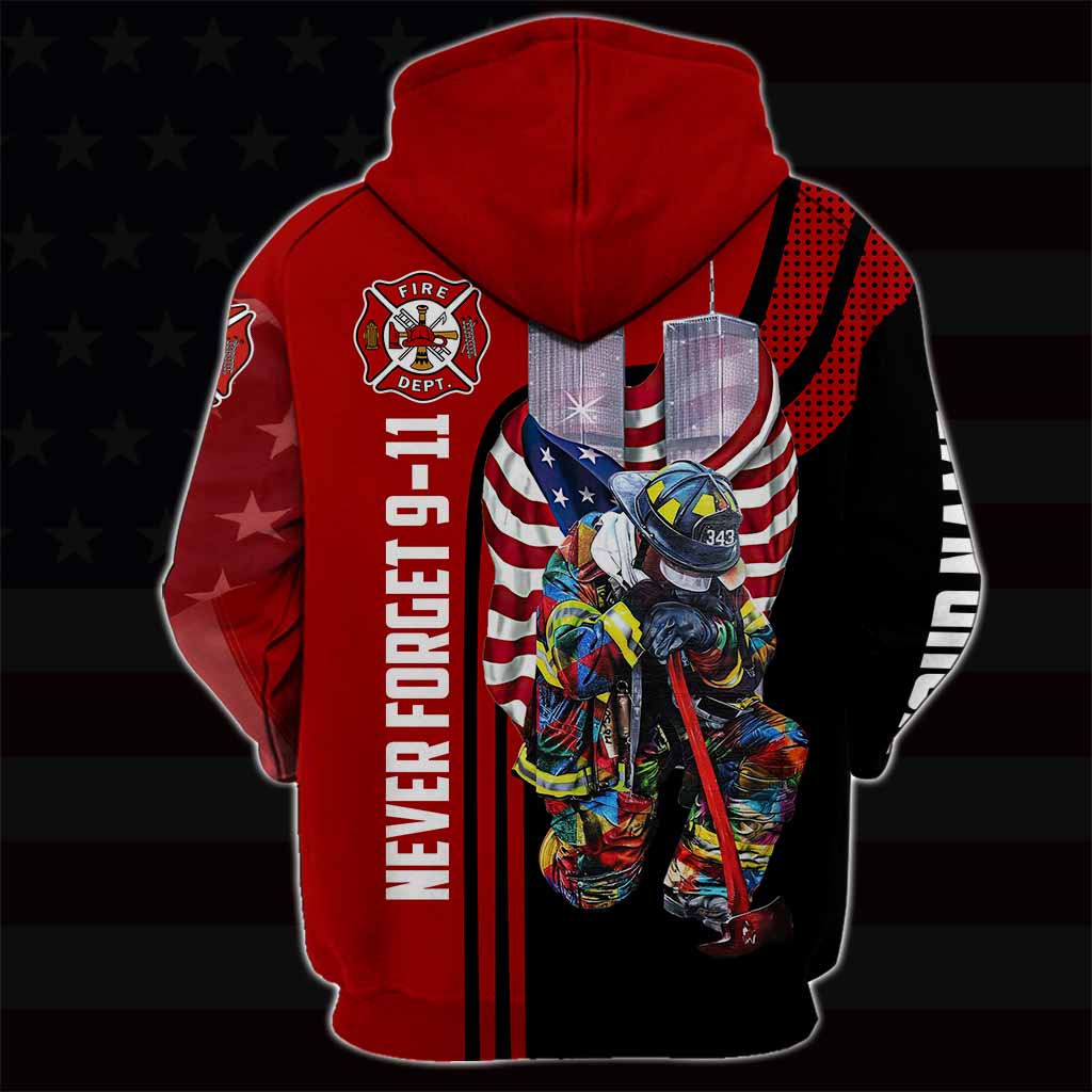 Nie vergessen – Personalisiertes Feuerwehr-T-Shirt und Hoodie mit Allover-Print