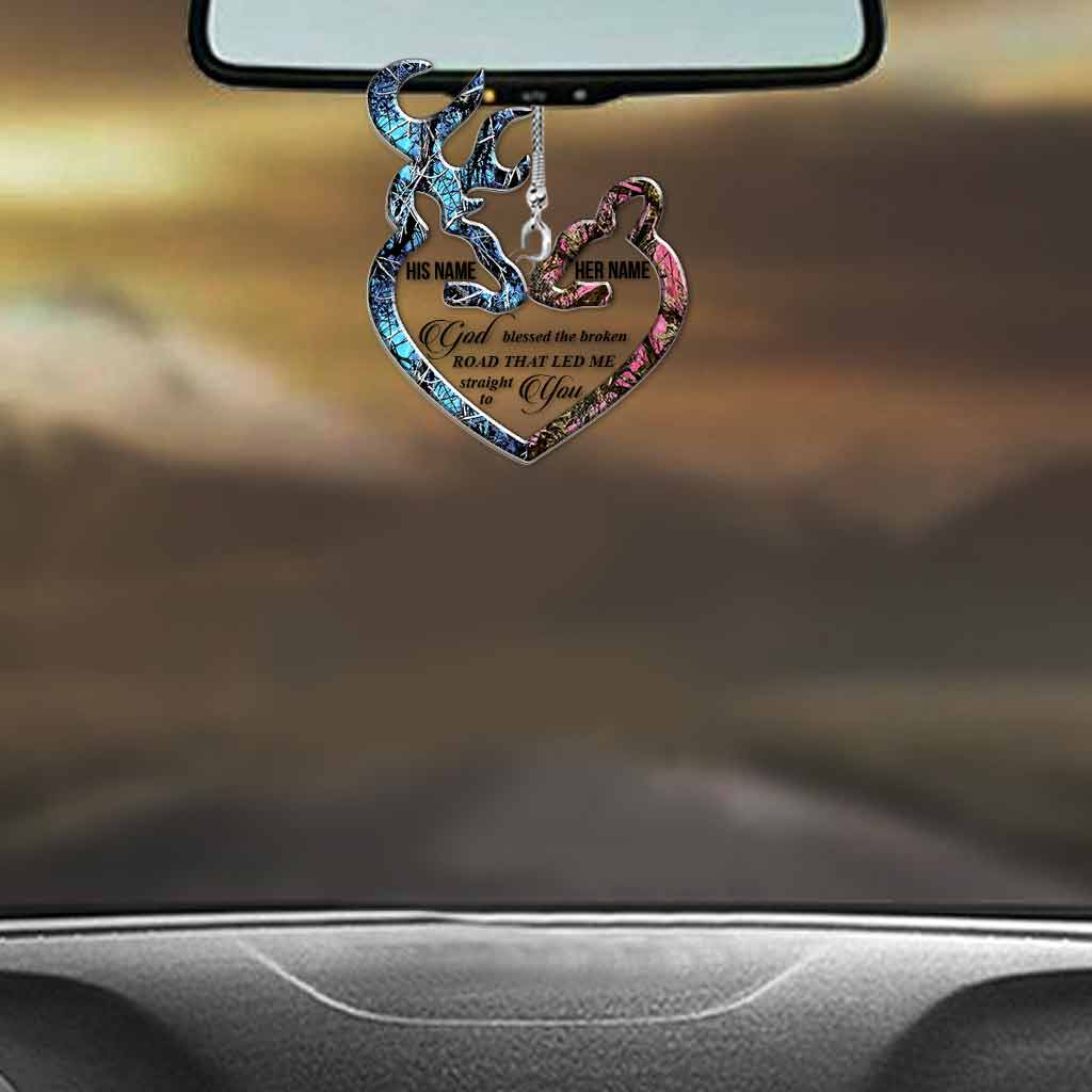 Dieu a béni la route brisée - Ornement de voiture transparent personnalisé sur le thème de la chasse