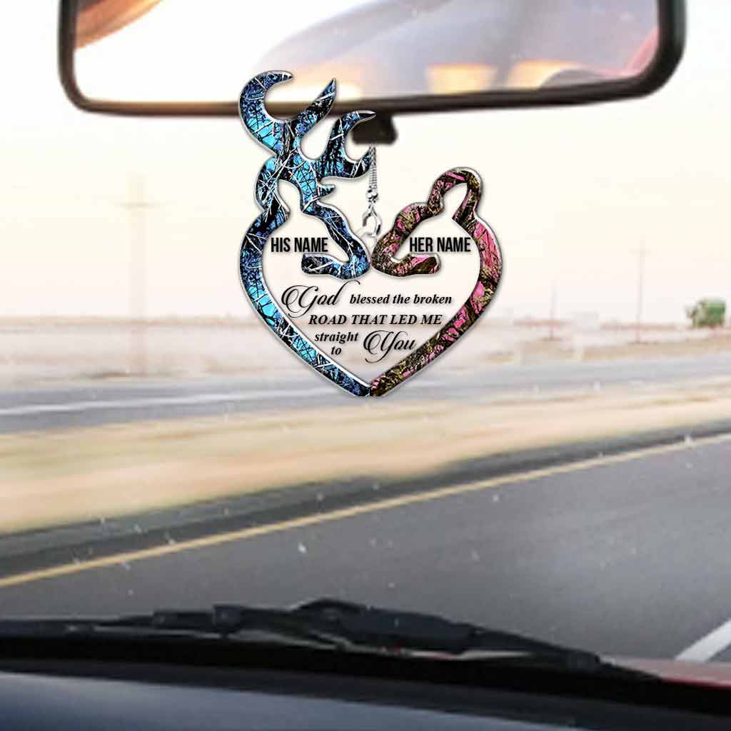 Dieu a béni la route brisée - Ornement de voiture transparent personnalisé sur le thème de la chasse