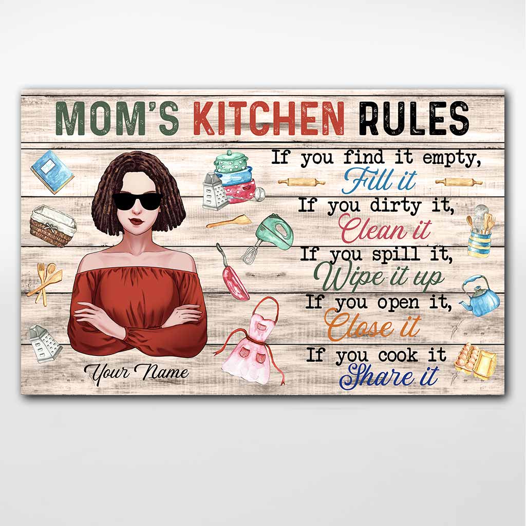 Mom's Kitchen Rules - Personalized Mother Poster