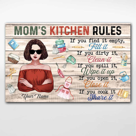 Mom's Kitchen Rules - Personalized Mother Poster
