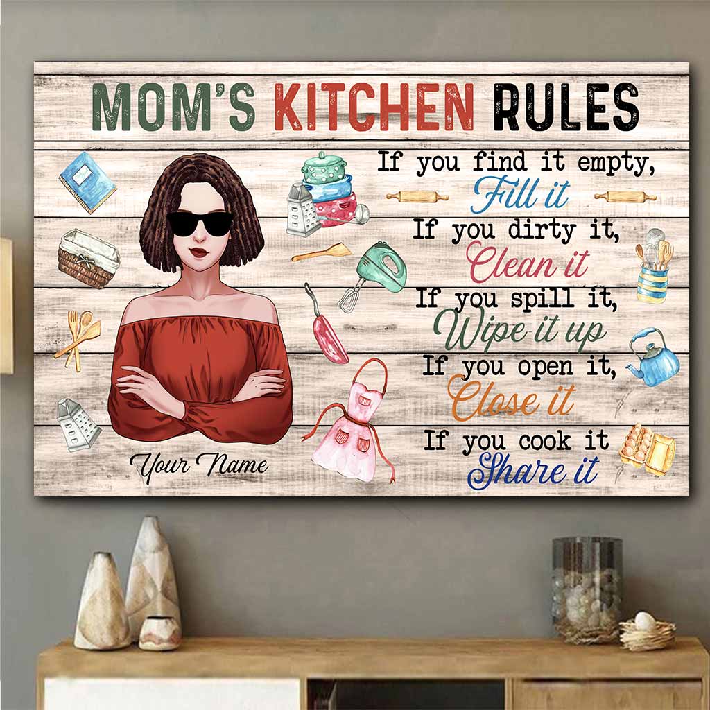 Mom's Kitchen Rules - Personalized Mother Poster