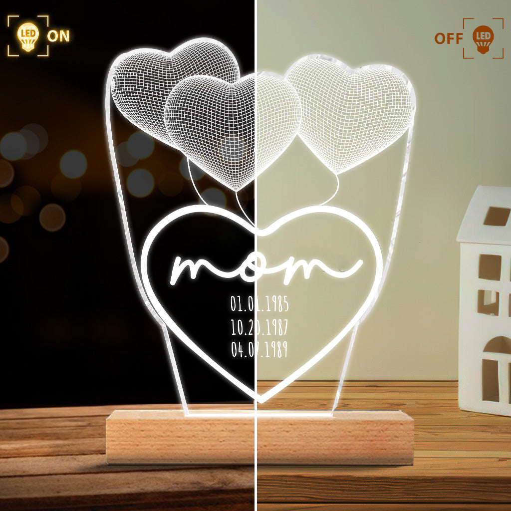 Love You Mom - Gift for mom, grandma, grandpa, husband, wife, dad - Personalized Shaped Plaque Light Base