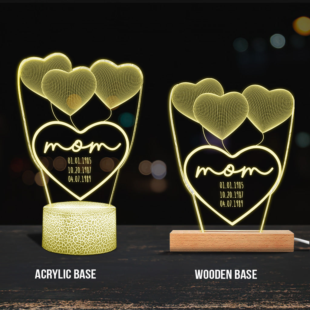 Love You Mom - Gift for mom, grandma, grandpa, husband, wife, dad - Personalized Shaped Plaque Light Base