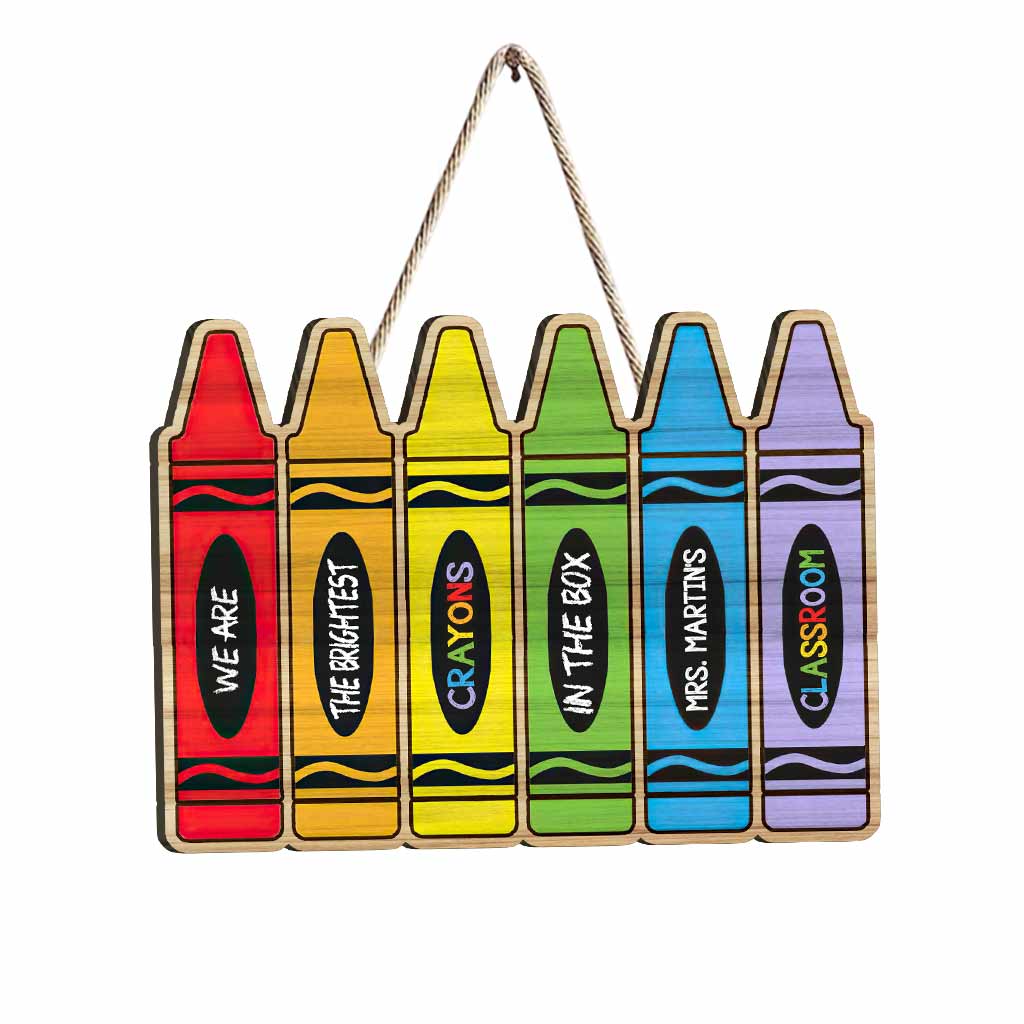 Wir sind die hellsten Buntstifte in der Schachtel – personalisiertes Holzschild für Lehrer