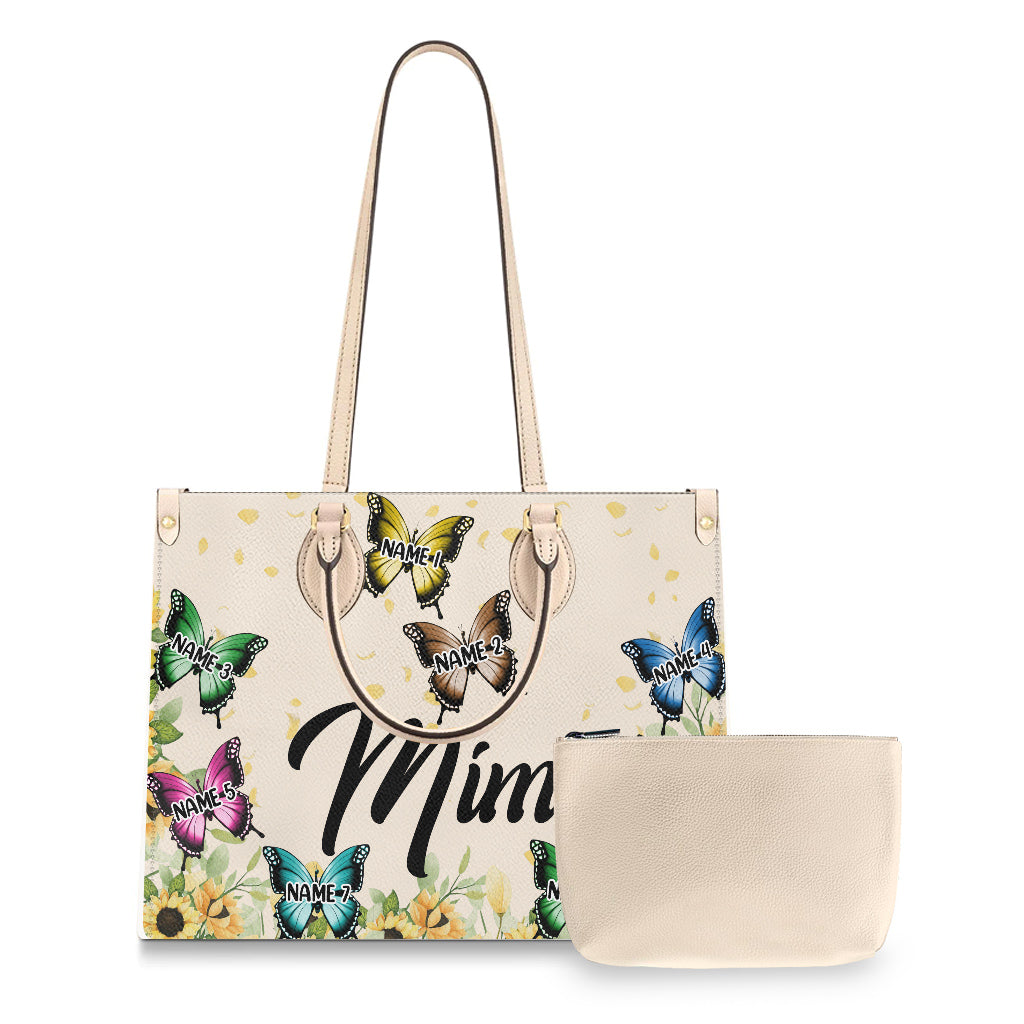 Grandma And Children - Personalized Grandma Leather Handbag