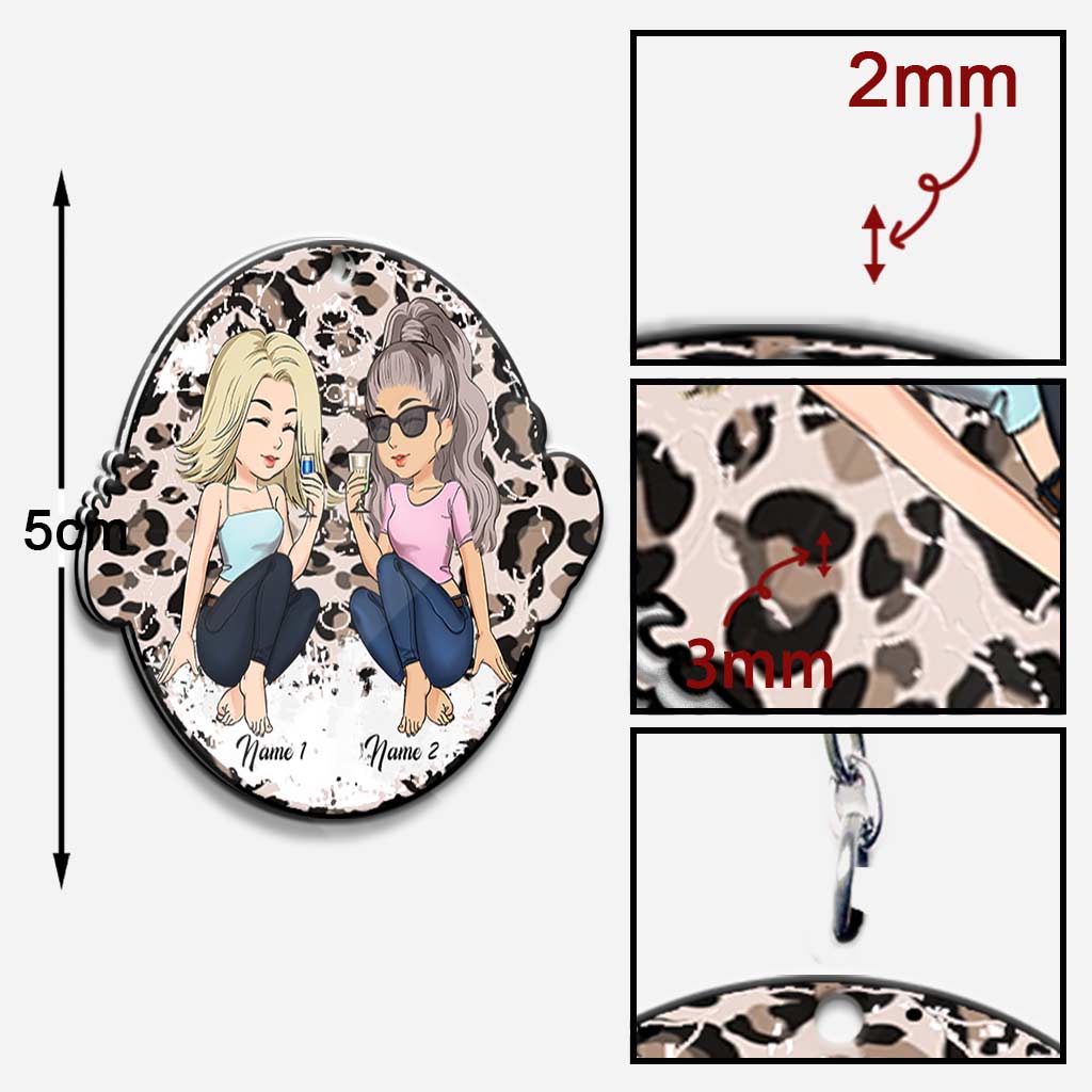 Besties Leopard - Personalized Keychain (Printed On Both Sides)