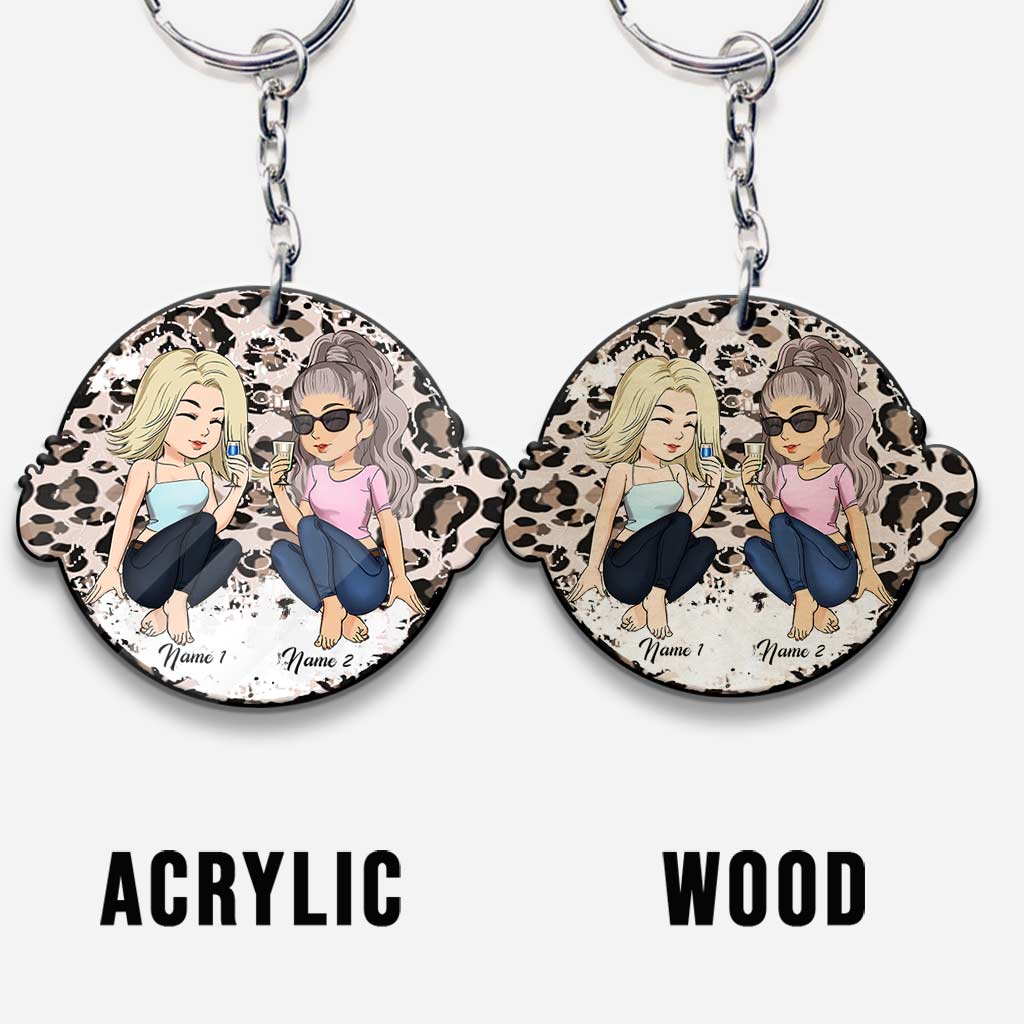 Besties Leopard - Personalized Keychain (Printed On Both Sides)